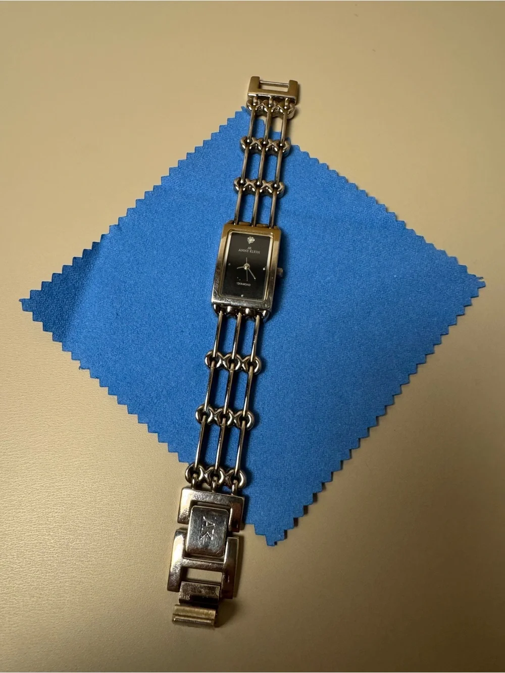 Vintage Anne Klein Diamond multi-strand cage-link bracelet watch
